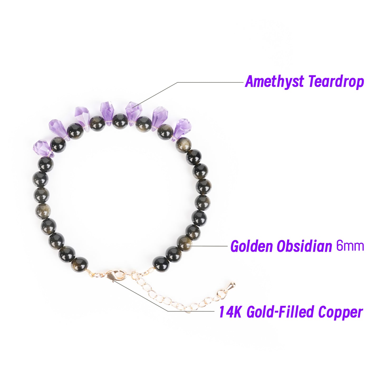 Amethyst Waterdrop Bracelet 6mm Tara’s Star | Spiritual Healing & Protection | Purple Planet Crystal Jewelry| Woman Bracelet| Purple Gift