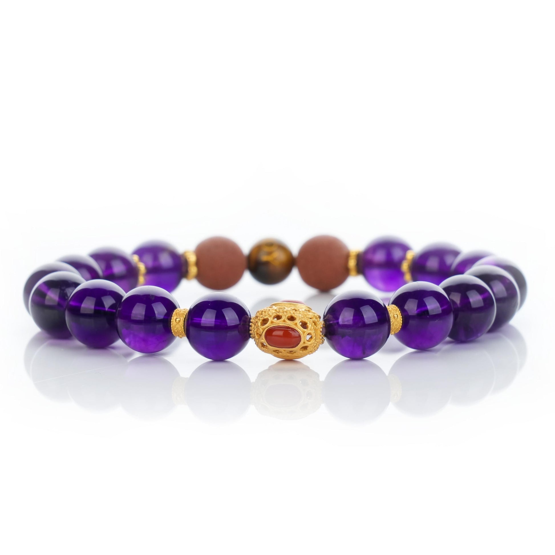 Amethyst Beads Bracelet featuring 10mm beads, Fire Element Energy, symbolizing wisdom and passion. Spiritual jewelry perfect for meditation and gifting, part of the Purple Planet collection.