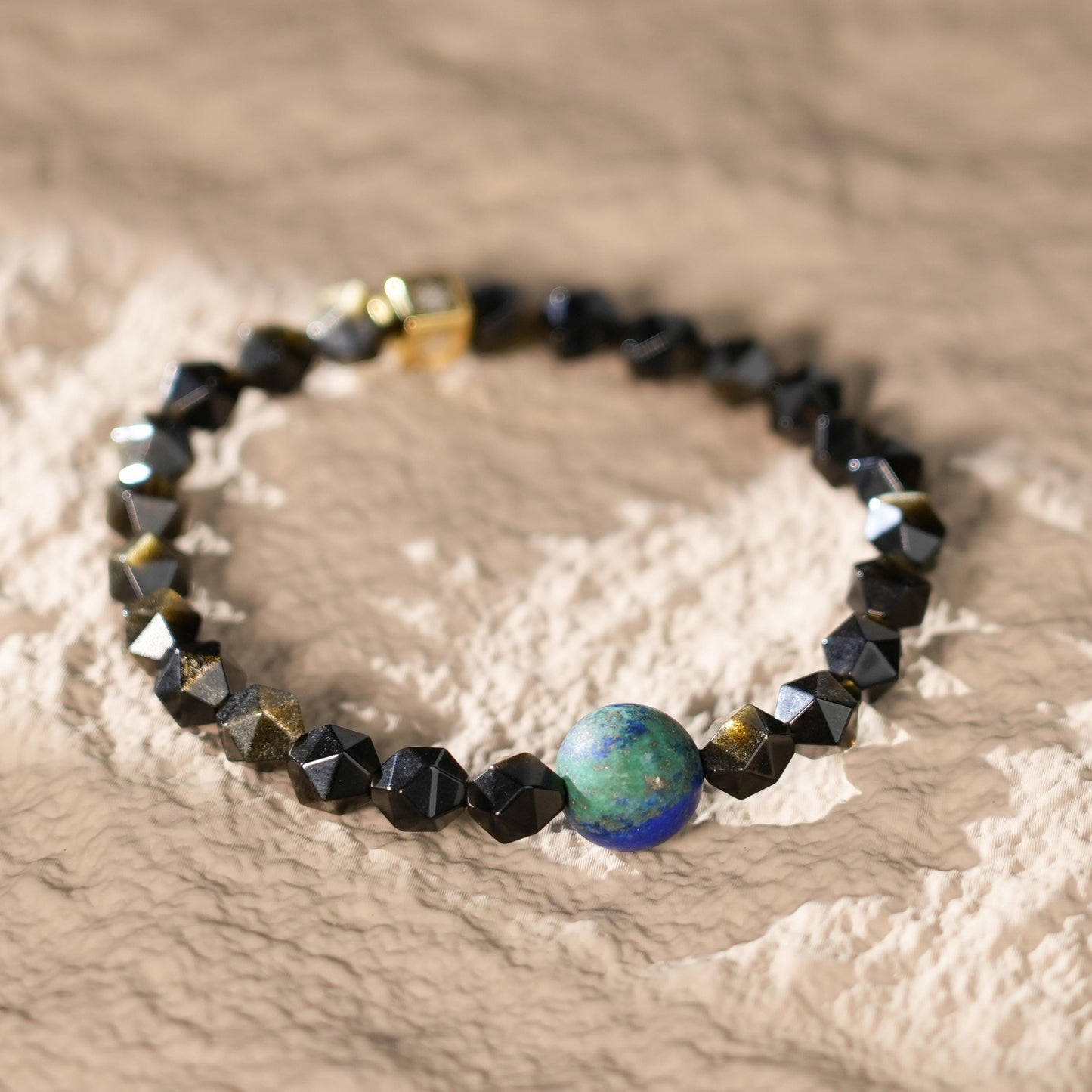 Planet Legend Matte Phoenix Lapis Lazuli Bracelet 12mm | Golden Obsidian Beads | Cosmic Energy Jewelry | Crystal Jewelry | Gift for him