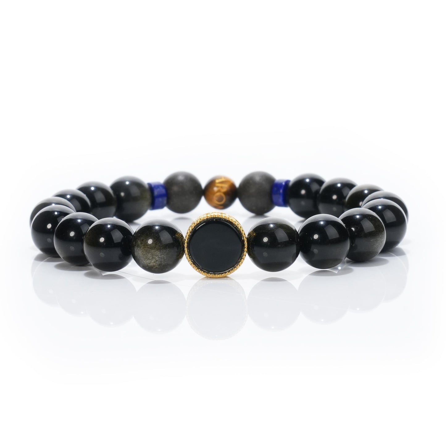 Golden Obsidian Beads Bracelet 10mm Water Element Energy Five Elements Aroma Beads | Black Onyx Bracelet  | Man Bracelet | Gift for him