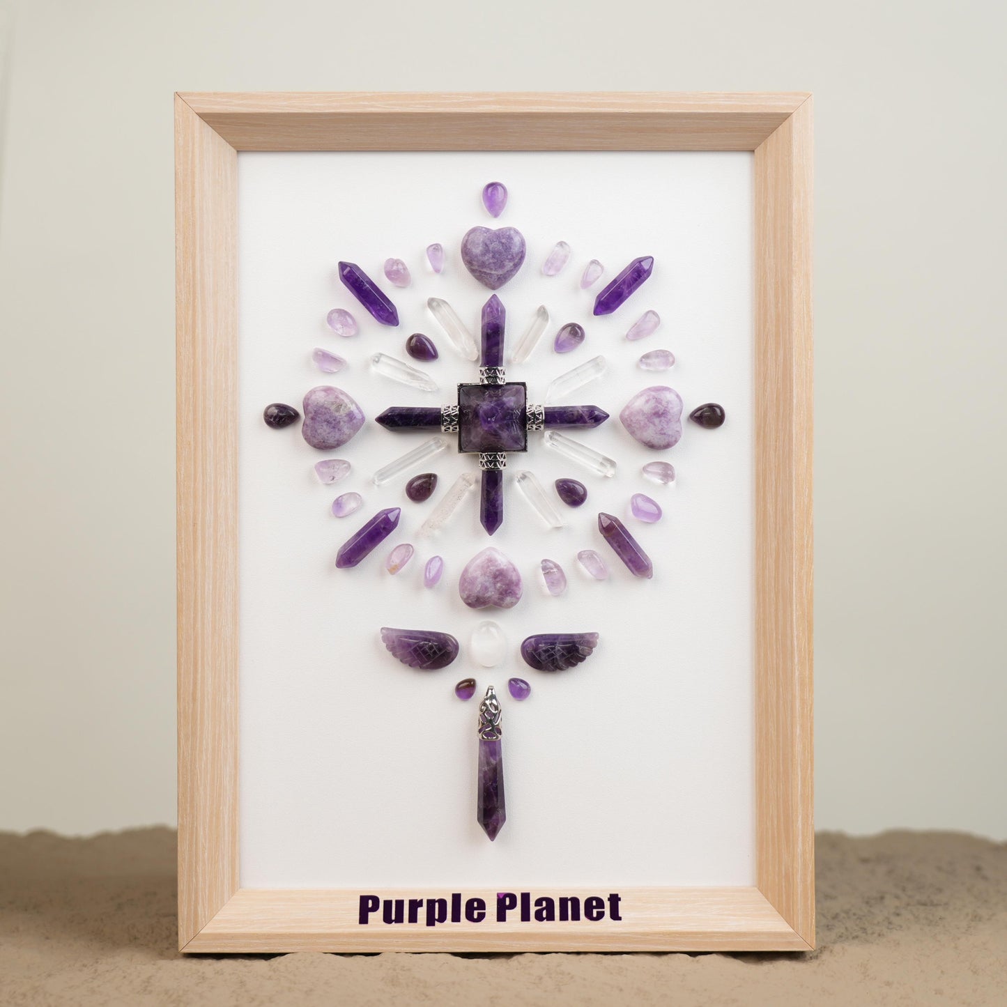 Designed to promote emotional healing, calmness, and balance, this beautifully handcrafted grid features an Amethyst Energy Generator, Lepidolite, and Clear Quartz to reduce anxiety and help clear negative energy.