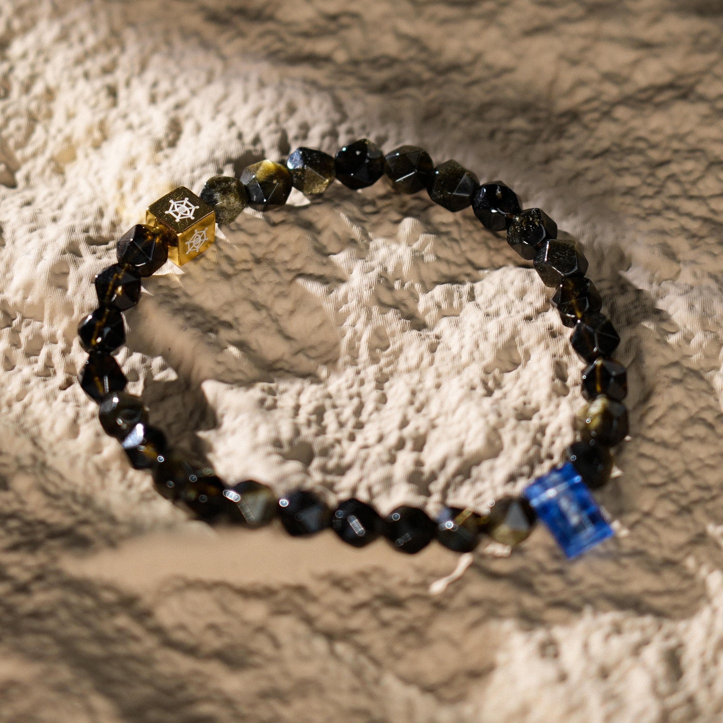 Kyanite Cosmic Gate Bracelet | Golden Obsidian |Cosmic Energy Jewelry | Unique Gift for Him or Her | Man Bracelet | Woman Bracelet | Blue