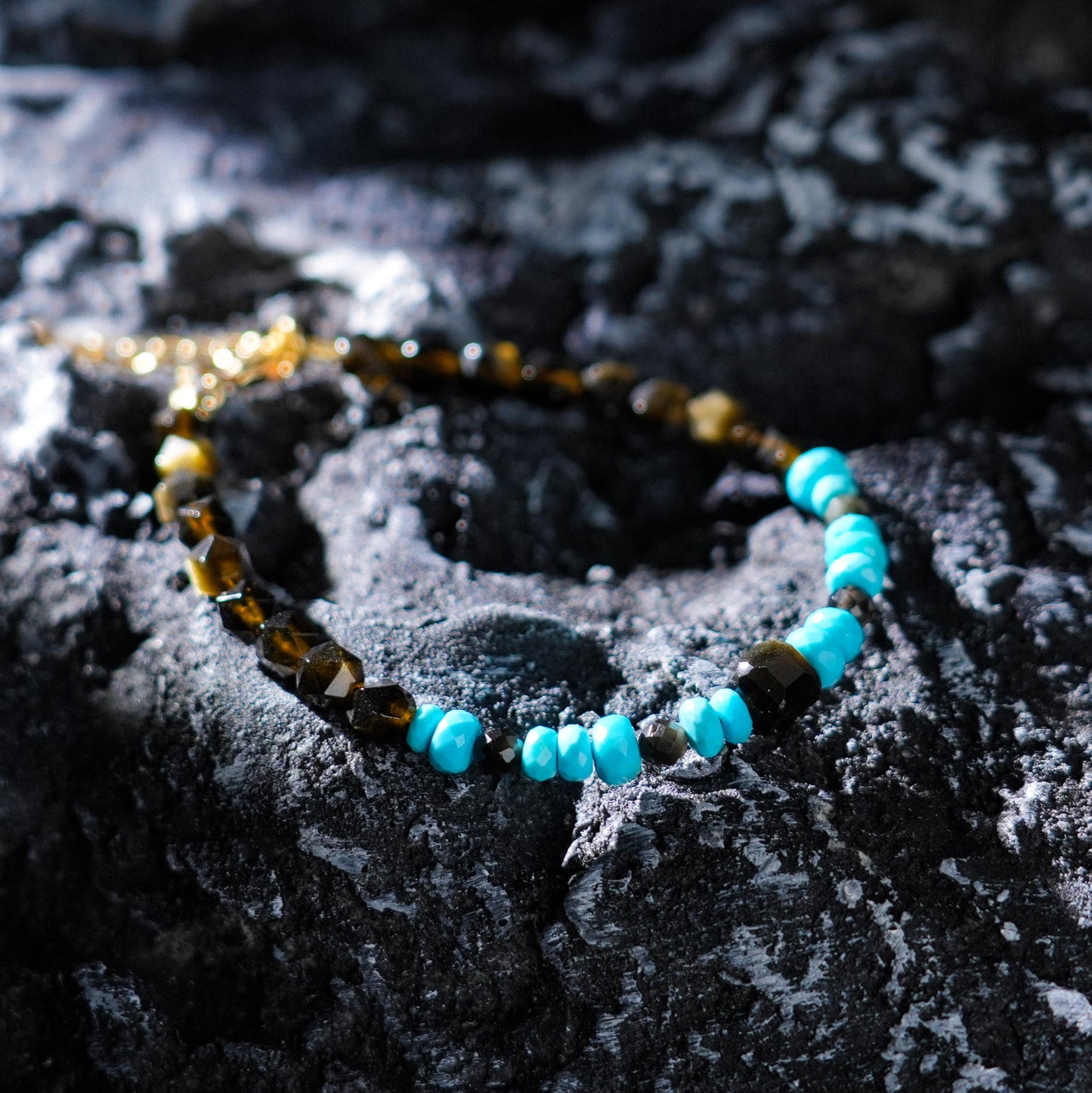 Sleeping Beauty Turquoise Bracelet Tara's Dream |Golden Obsidian| Dreams, Protection | Healing Jewelry Gift for Him or Her |Woman Bracelet