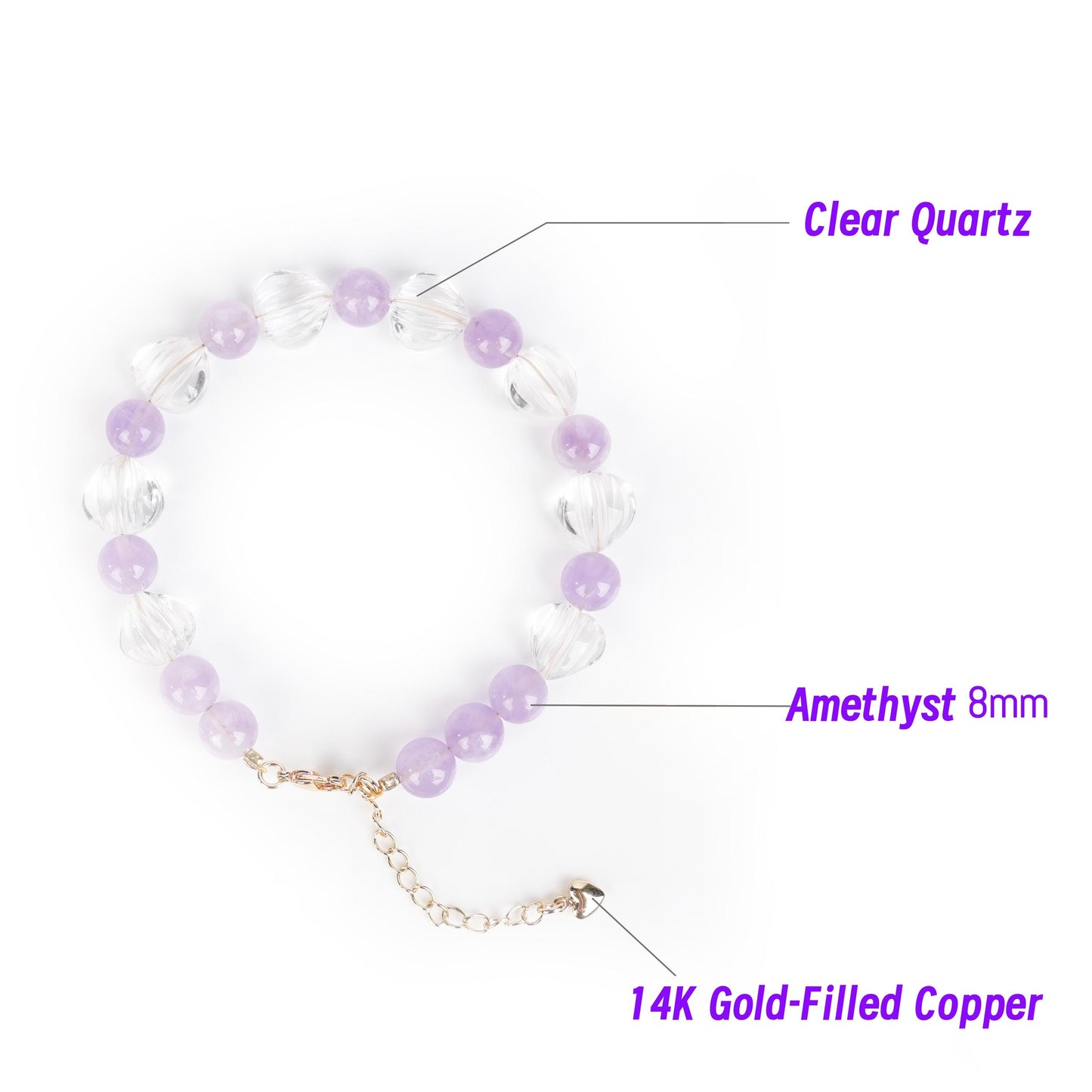 Clear Quartz Bracelet Tara's Light |Lavender Amethyst | Spiritual Healing Jewelry Gift | Chakra Balance Clarity|Gift for Her|Woman Bracelet