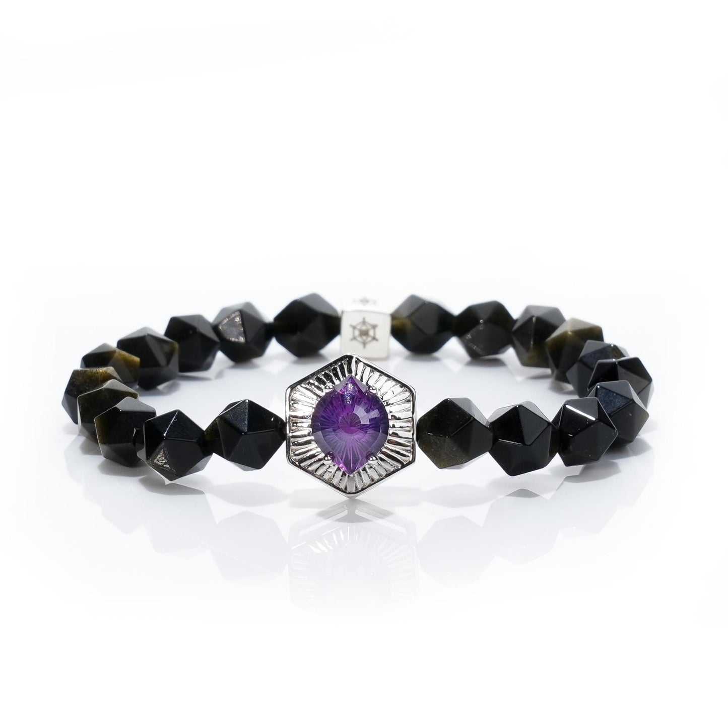 Cosmos Eye Amethyst Bracelet, designed for spiritual awakening and protection. A cosmic energy jewelry piece from Purple Planet, perfect for meditation and personal growth.