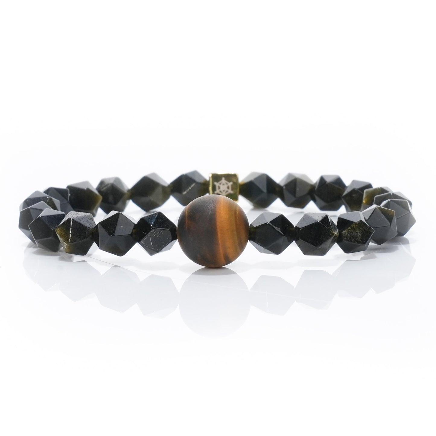 Planet Legend Matte Tigers Eye Man Bracelet 12mm | Golden Obsidian Beads | Cosmic Energy Crystal Jewelry | Purple Planet  | Gift for him