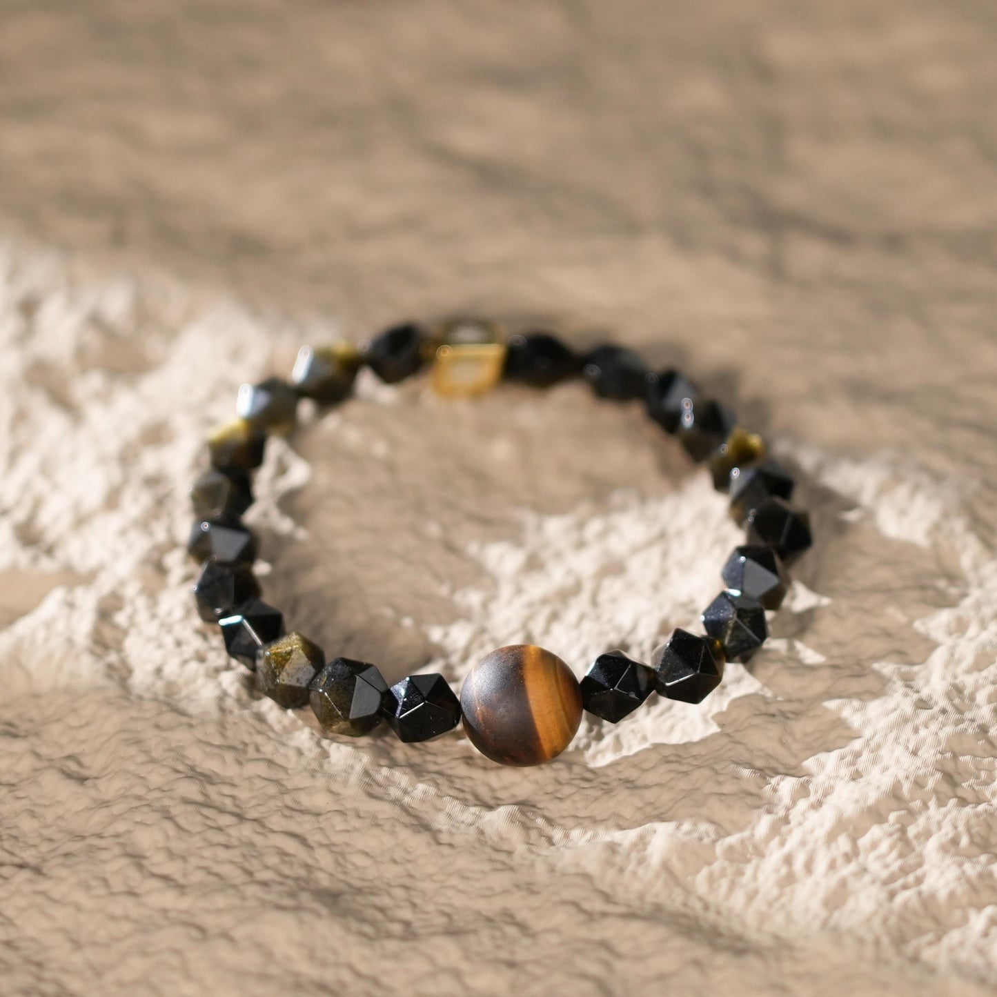 Planet Legend Matte Tigers Eye Man Bracelet 12mm | Golden Obsidian Beads | Cosmic Energy Crystal Jewelry | Purple Planet  | Gift for him