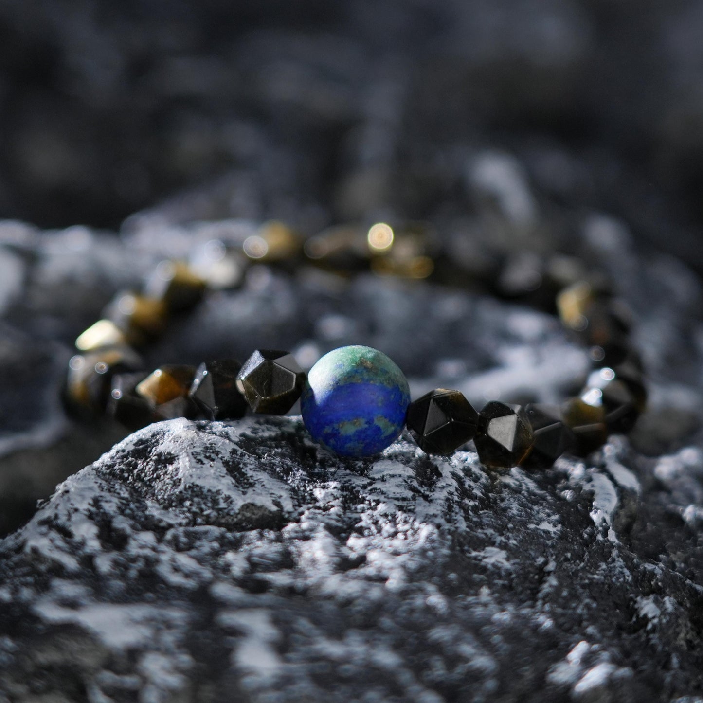 Planet Legend Matte Phoenix Lapis Lazuli Bracelet 12mm | Golden Obsidian Beads | Cosmic Energy Jewelry | Crystal Jewelry | Gift for him