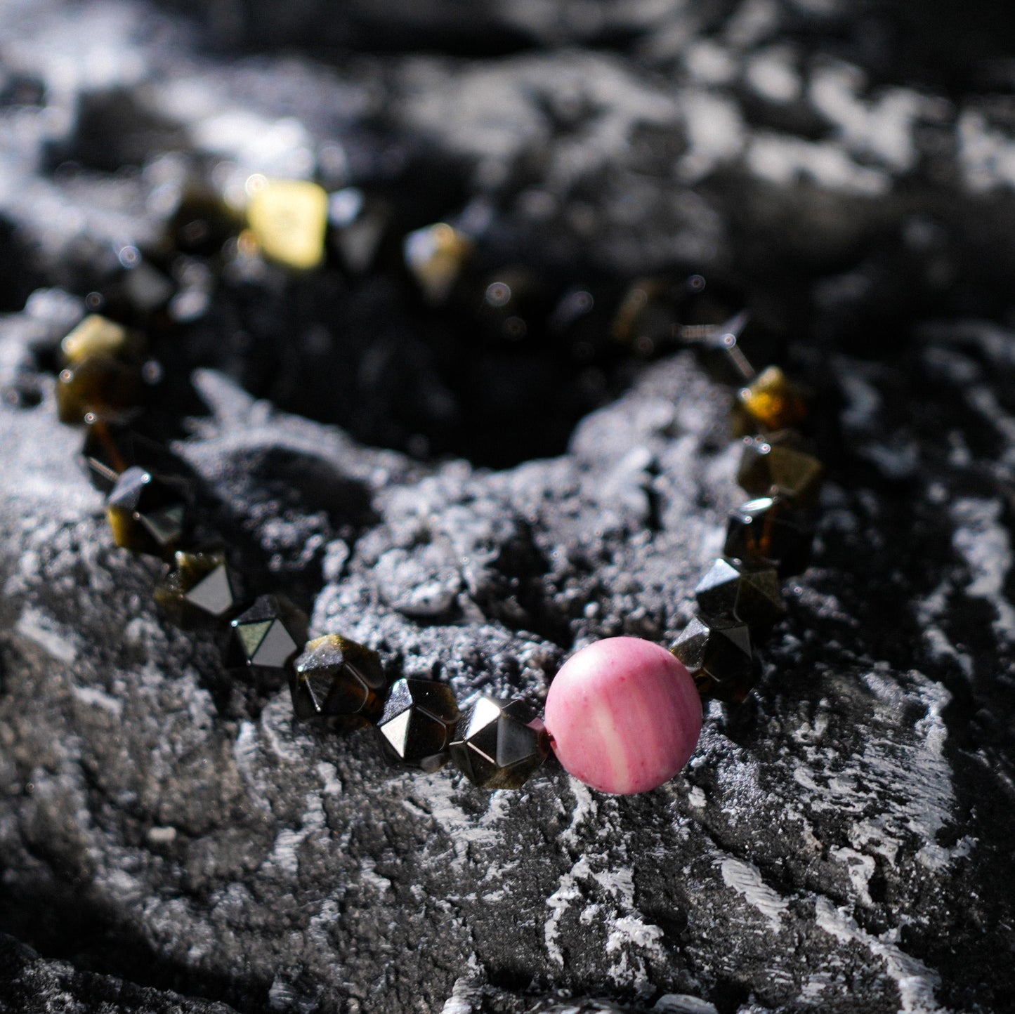 Planet Legend Matte Rhodochrosite Bracelet 12mm | Golden Obsidian Beads|Cosmic Energy Jewelry|Crystal Jewelry|Gift for him|Crystal Bracelet