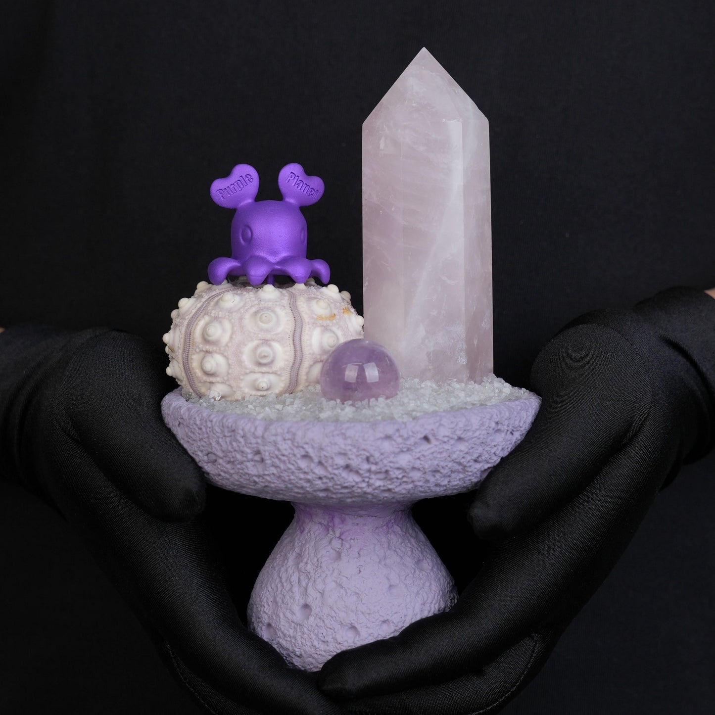 Rose Quartz Pillar Mount Sumeru-Crystal Garden| Amethyst Sphere | Home Decor/Gift | Purple Planet Crystal Art | Wedding & Engagement Gift