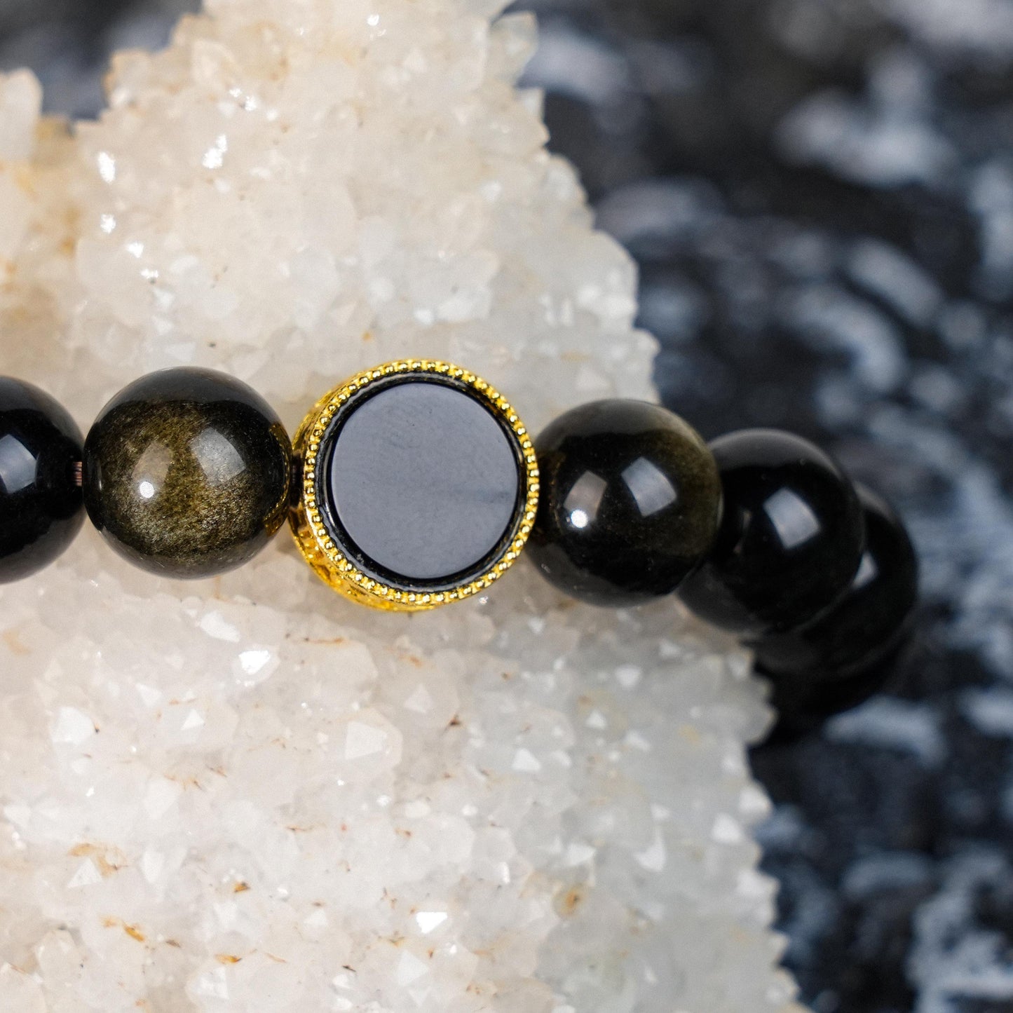 Immerse yourself in the deep, calming energy of the Golden Obsidian Bracelet, featuring a Water Element Aroma Bead paired with Black Onyx. Inspired by the flow of water, this bracelet symbolizes mystery, wisdom, and inner tranquility.