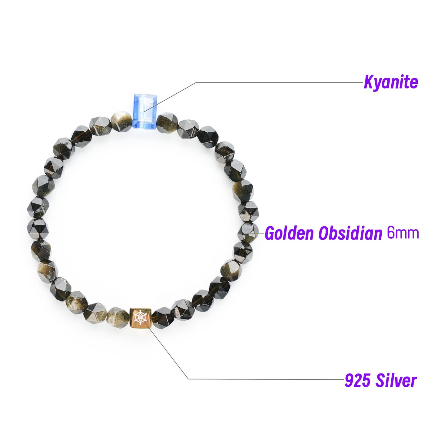 Kyanite Cosmic Gate Bracelet | Golden Obsidian |Cosmic Energy Jewelry | Unique Gift for Him or Her | Man Bracelet | Woman Bracelet | Blue