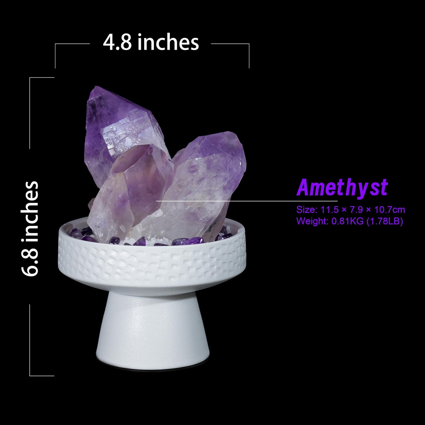 Amethyst Cluster-A in Elegant Pedestal | Purple Planet Crystal Gift Set | Healing Crystal |  Crystal Decor | Mineral Specimen| Home Décor