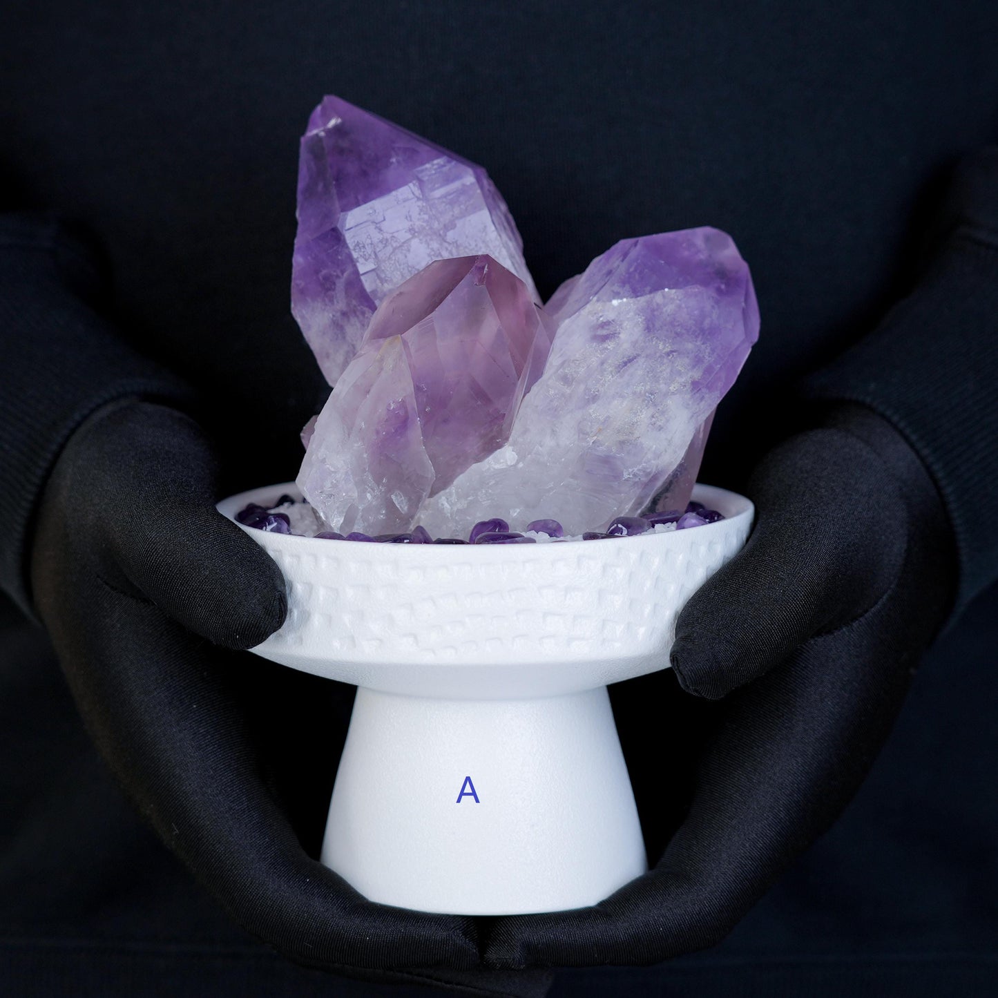 Amethyst Cluster-B in Elegant Pedestal | Purple Planet Crystal Gift Set | Healing Crystal |  Crystal Decor | Mineral Specimen| Home Décor