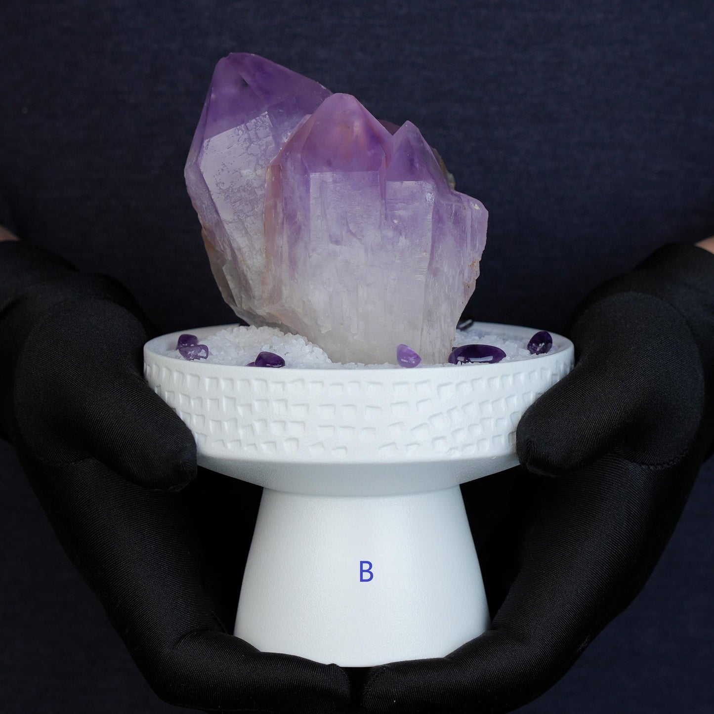 Amethyst Cluster-B in Elegant Pedestal | Purple Planet Crystal Gift Set | Healing Crystal |  Crystal Decor | Mineral Specimen| Home Décor