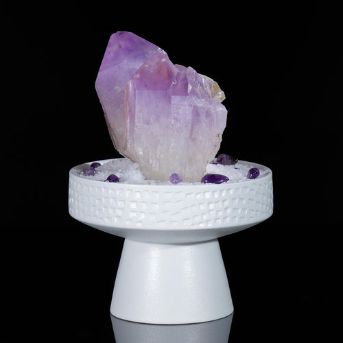 Amethyst Cluster-B in Elegant Pedestal | Purple Planet Crystal Gift Set | Healing Crystal |  Crystal Decor | Mineral Specimen| Home Décor