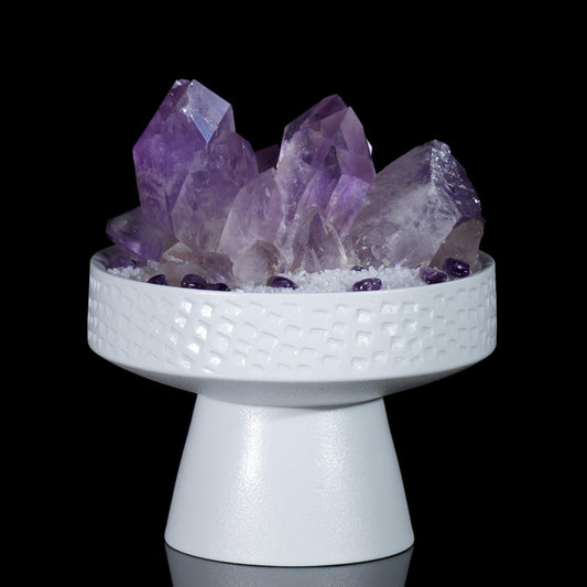 Amethyst Cluster-C in Elegant Pedestal | Purple Planet Crystal Gift Set | Healing Crystal |  Crystal Decor | Mineral Specimen| Home Décor