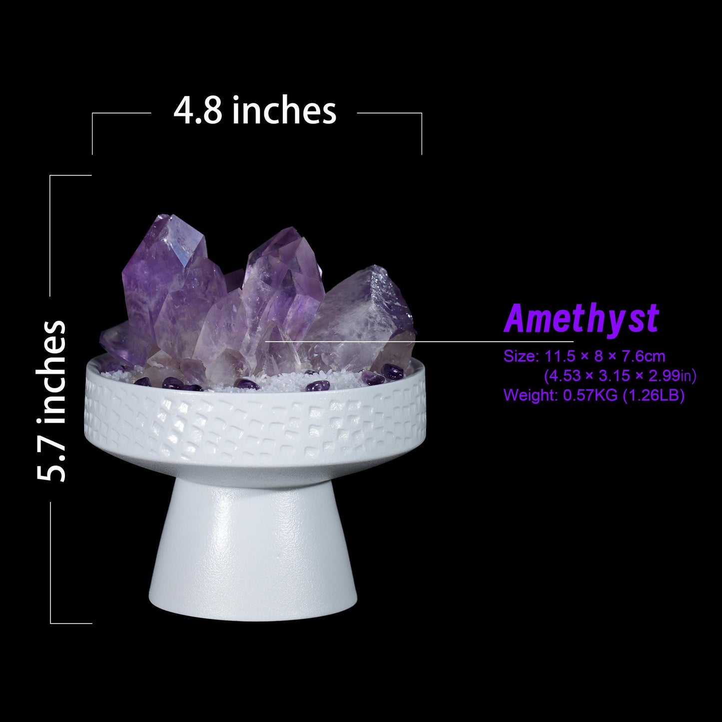 Amethyst Cluster-C in Elegant Pedestal | Purple Planet Crystal Gift Set | Healing Crystal |  Crystal Decor | Mineral Specimen| Home Décor