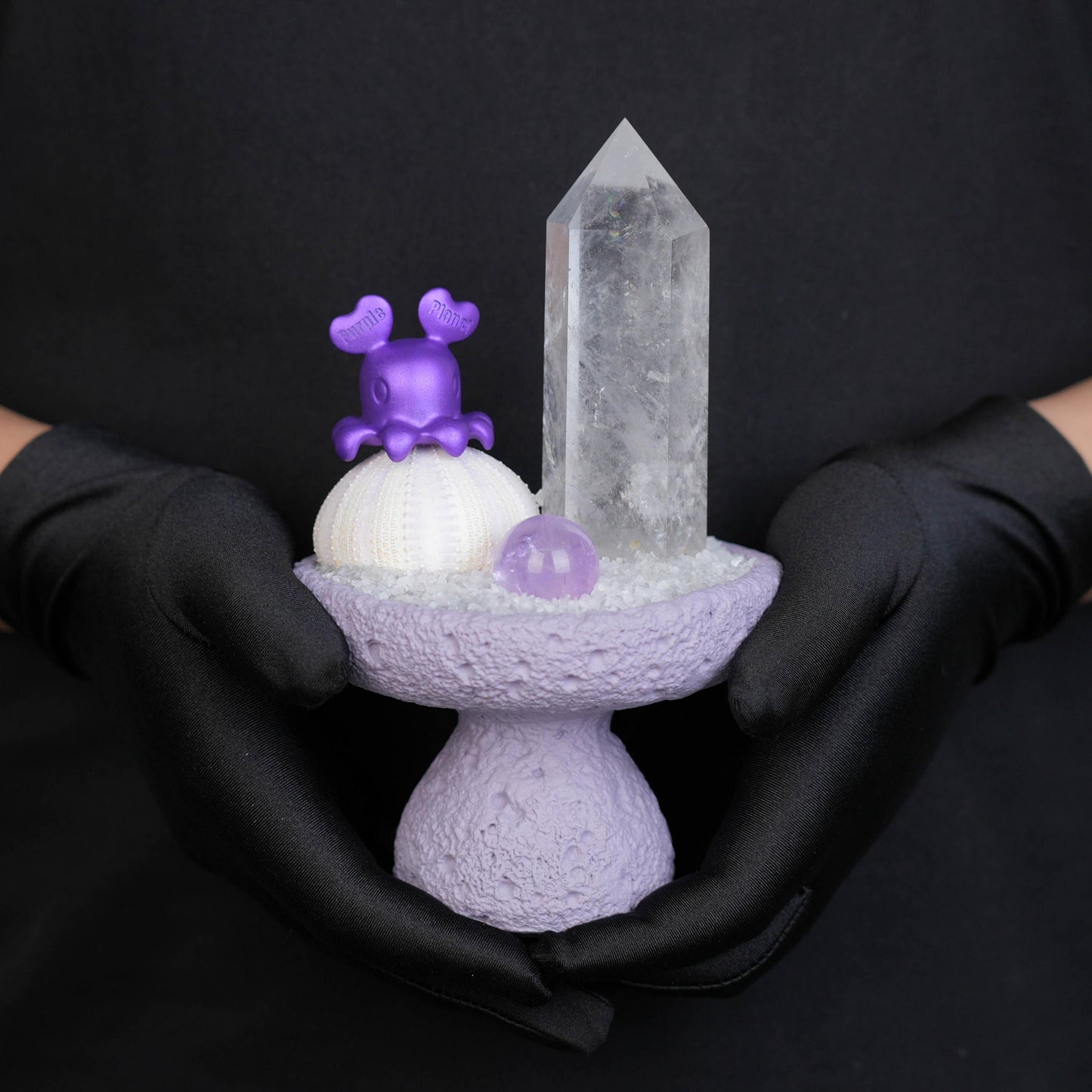 Clear Quartz Pillar Mount Sumeru-Crystal Garden |Amethyst Sphere|Home Decor/Gift | Purple Planet Crystal Art |Wedding Gift|Housewarming Gift