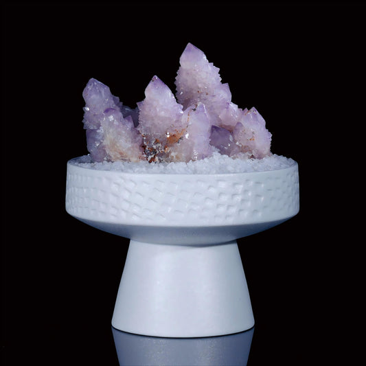 South African Cactus Amethyst Crystal on White Stand | Unique Amethyst Specimen | Spiritual Home Decor | Healing Stone | Collector&#39;s Gift