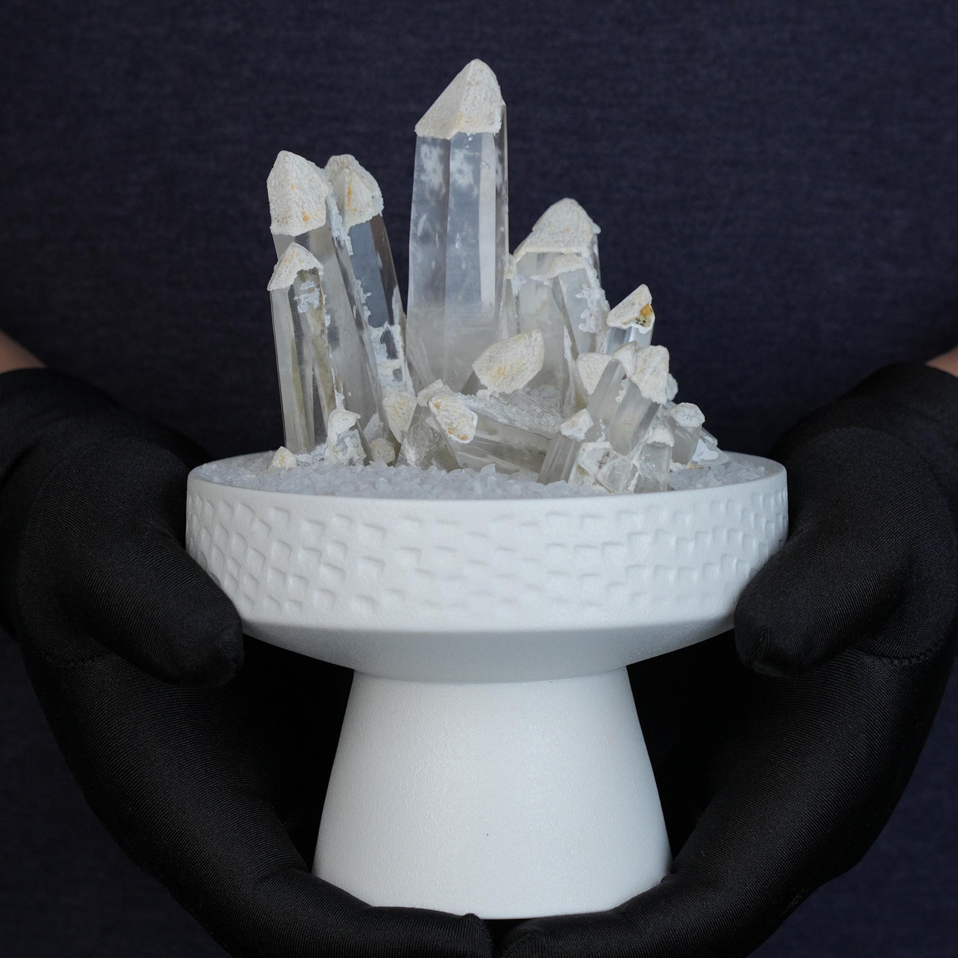 Rare Snow-Capped Clear Quartz Crystal on White Stand | Unique Castle Clear Quartz Specimen | Home Decor | Healing Stone | Collector&#39;s Gift