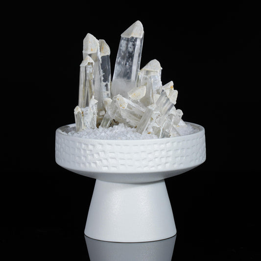 Rare Snow-Capped Clear Quartz Crystal on White Stand | Unique Castle Clear Quartz Specimen | Home Decor | Healing Stone | Collector's Gift