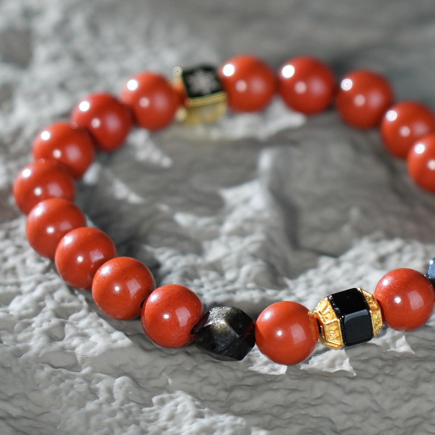 Christmas Edition Red Jasper Bracelet |  Golden Obsidian, Black Onyx | Holiday Gift | Unique Gift for Her | Christmas Jewelry