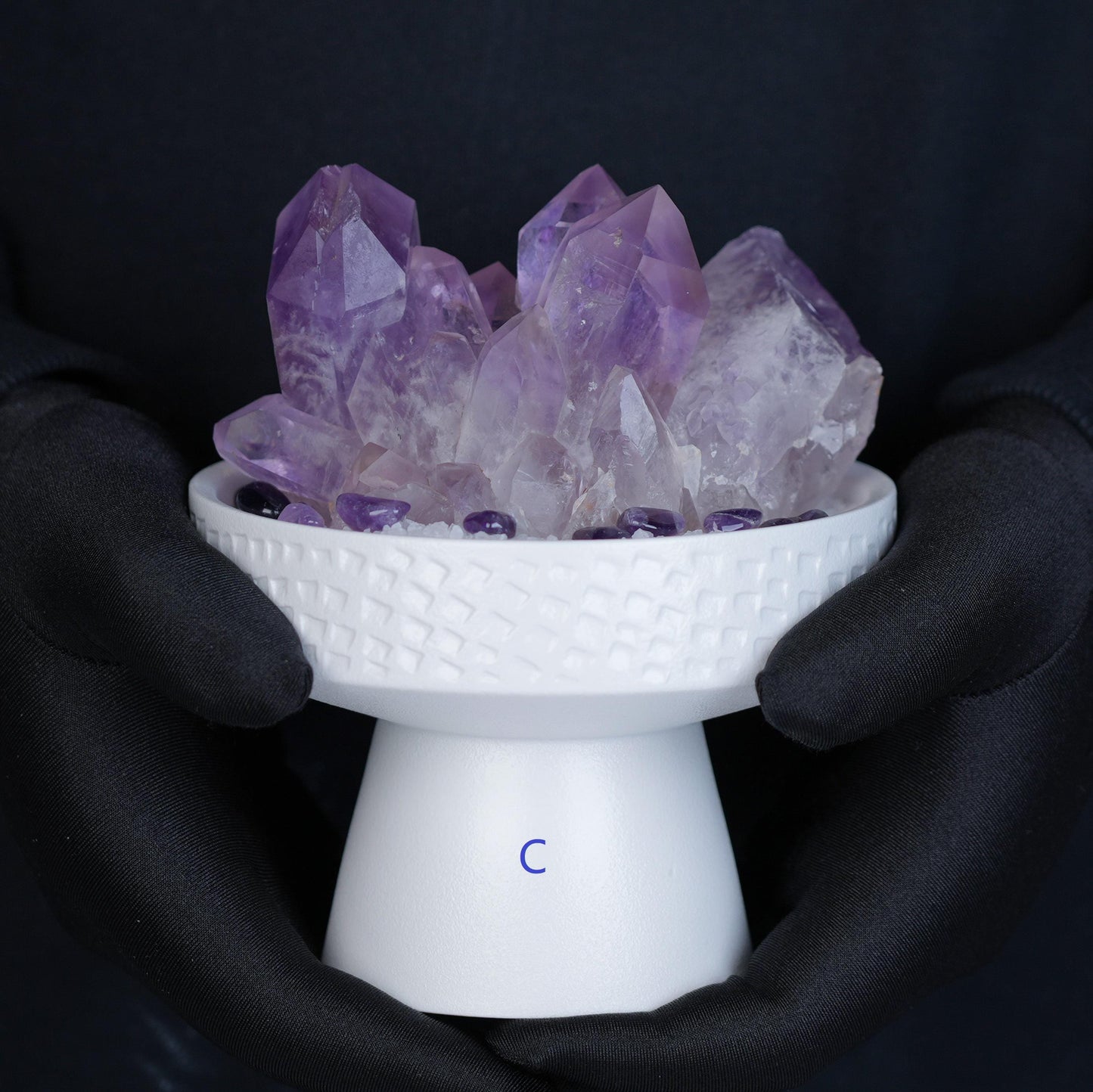 Amethyst Cluster-B in Elegant Pedestal | Purple Planet Crystal Gift Set | Healing Crystal |  Crystal Decor | Mineral Specimen| Home Décor