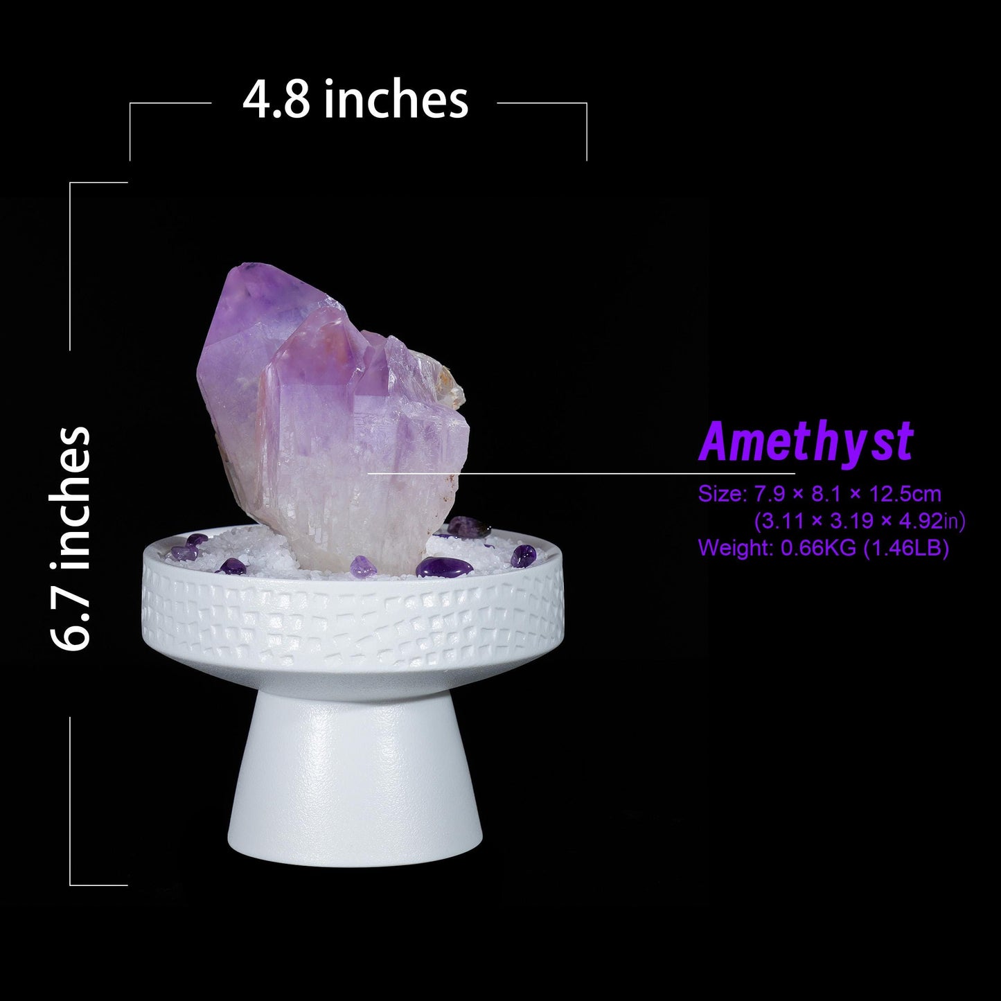 Amethyst Cluster-B in Elegant Pedestal | Purple Planet Crystal Gift Set | Healing Crystal |  Crystal Decor | Mineral Specimen| Home Décor