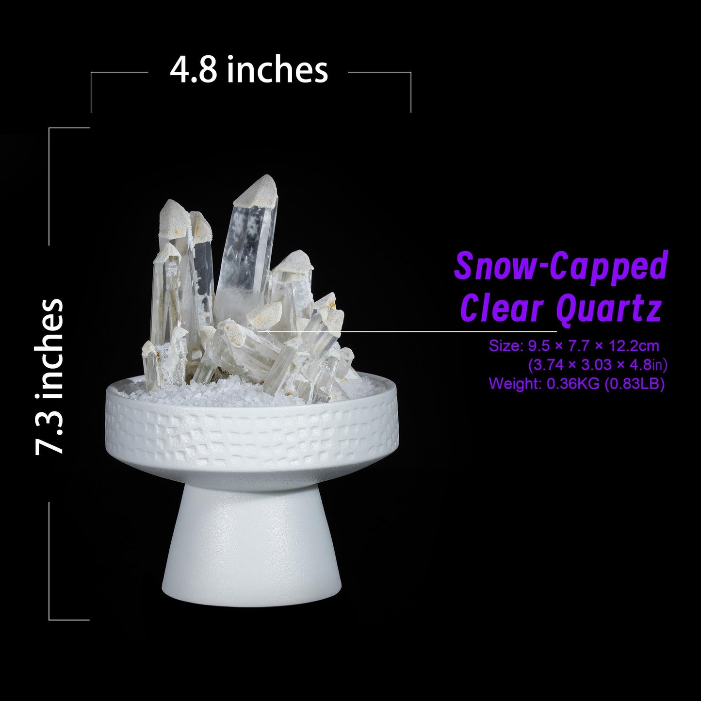 Rare Snow-Capped Clear Quartz Crystal on White Stand | Unique Castle Clear Quartz Specimen | Home Decor | Healing Stone | Collector's Gift