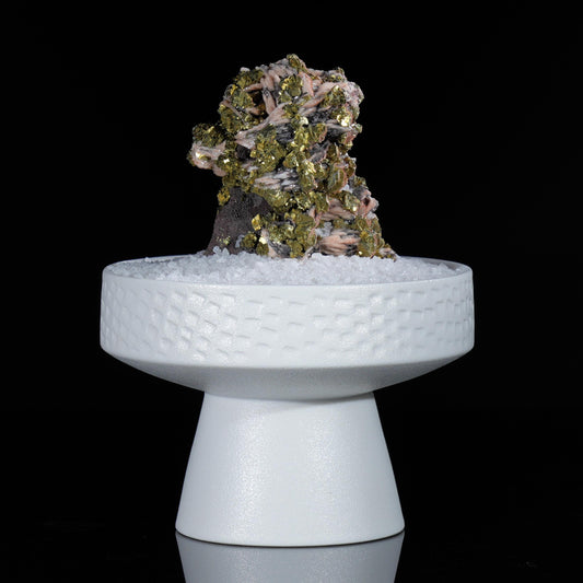 Barite and Chalcopyrite Symbiosis Crystal on White Stand | Unique Mineral Specimen | Healing Crystal | Home Decor | Collector&#39;s Gem