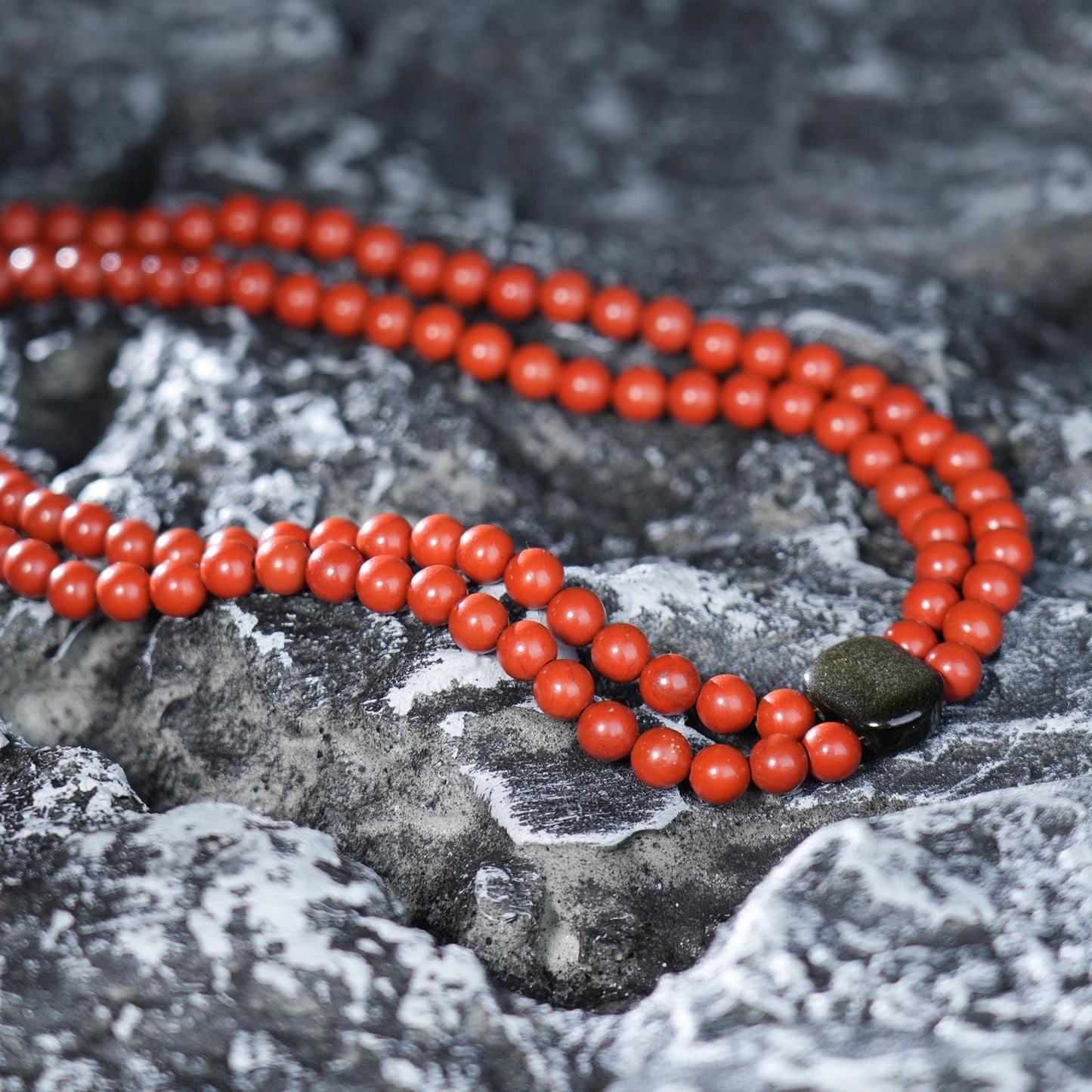 Double-Layer Red Jasper and Golden Obsidian Necklace | Christmas Edition | Healing Gemstone Jewelry | Unique Holiday Gift | Gift for her