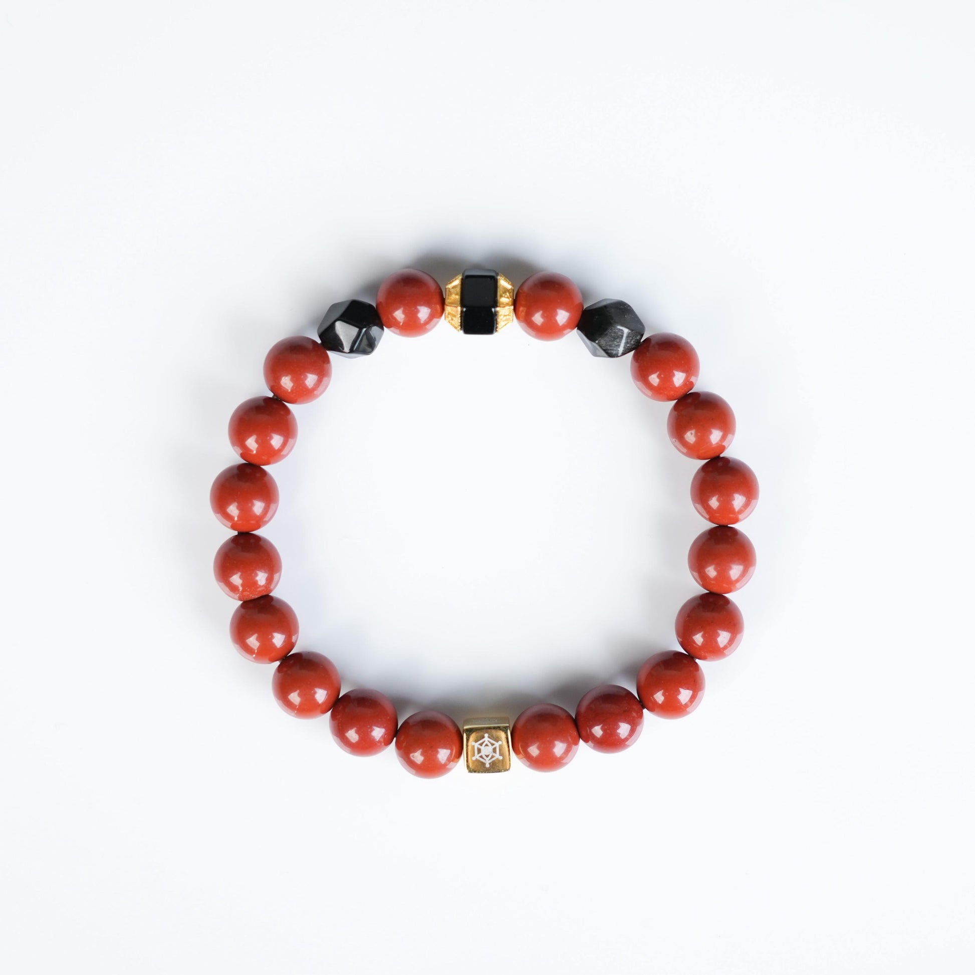 Christmas Edition Red Jasper Bracelet |  Golden Obsidian, Black Onyx | 925 Sterling Silver with Gold Plating | Holiday Healing Bracelet | Unique Gift for Her