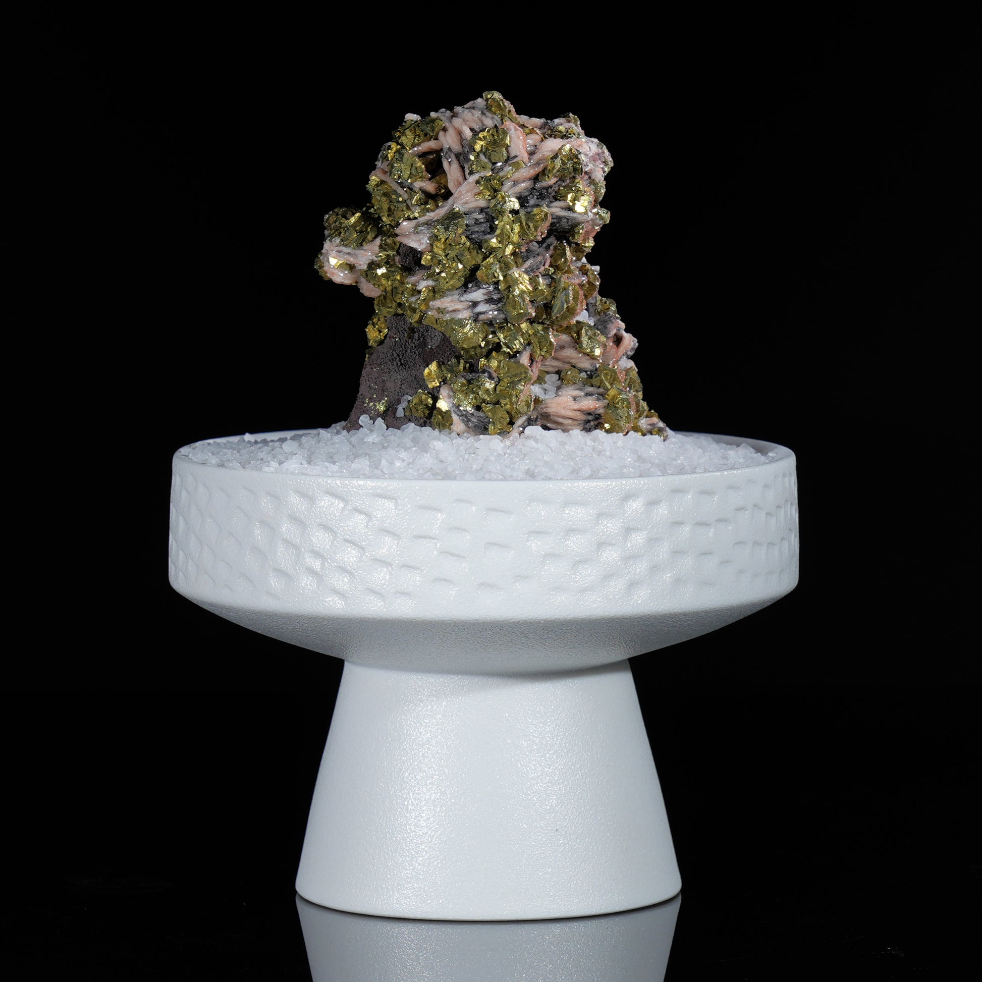 Barite and Chalcopyrite Symbiosis Crystal on White Stand | Unique Mineral Specimen | Healing Crystal | Home Decor | Collector&#39;s Gem