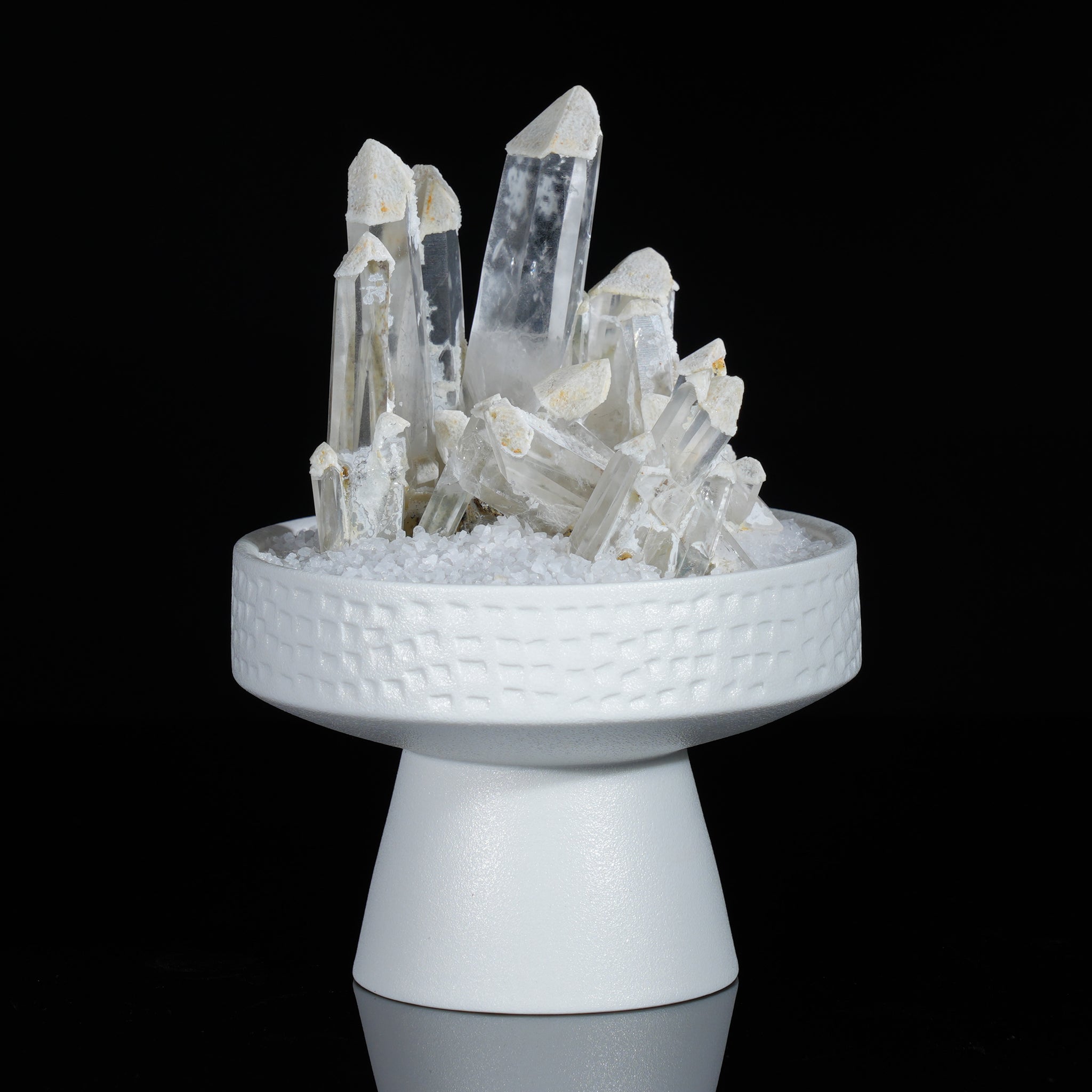 Rare Snow-Capped Clear Quartz Crystal on White Stand | Unique Castle Clear Quartz Specimen | Home Decor | Healing Stone | Collector&#39;s Gift