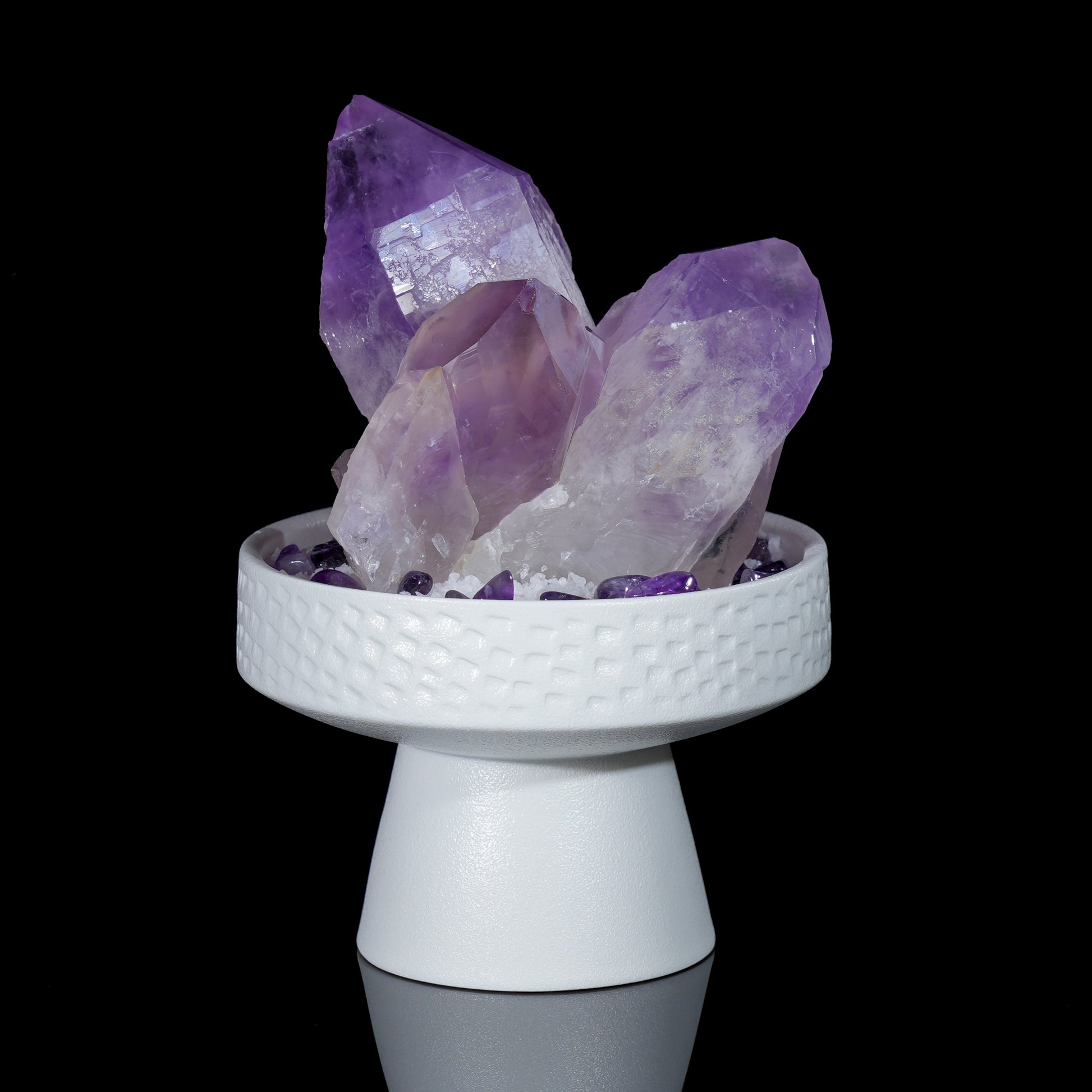 Amethyst Cluster-A in Elegant Pedestal | Purple Planet Crystal Gift Set | Healing Crystal |  Crystal Decor | Mineral Specimen| Home Décor