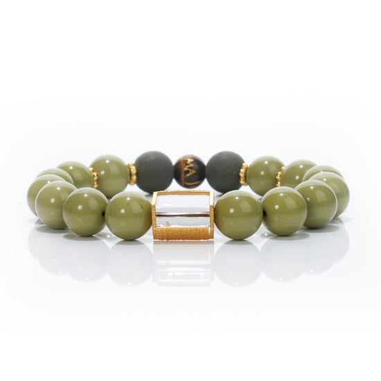 Alashan Agate beads Bracelet | Five Elements Wood Bead | Growth, Vitality | Green Gemstone Bracelet |Green Gift| Purple Planet Gift for her