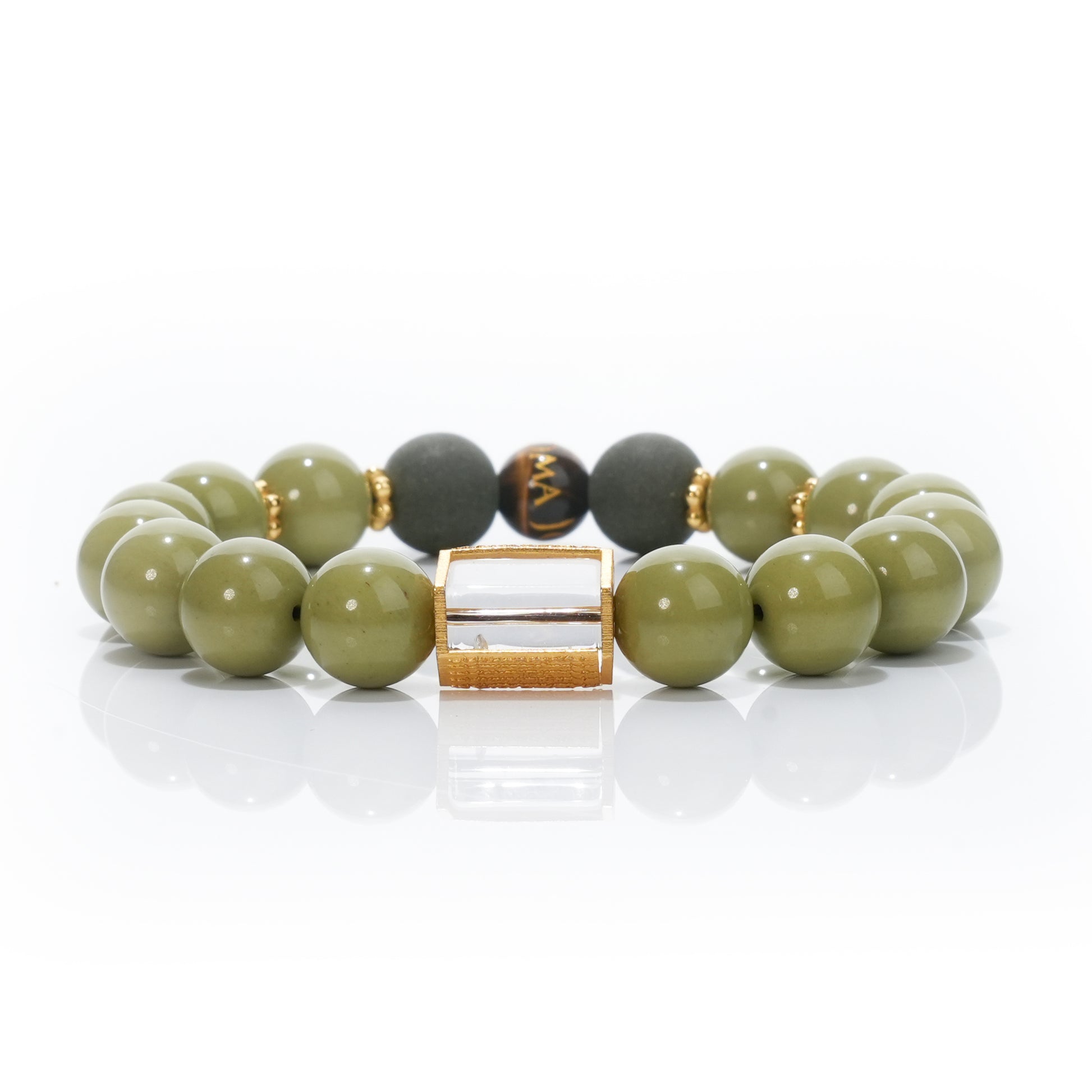 Alashan Agate beads Bracelet | Five Elements Wood Bead | Growth, Vitality | Green Gemstone Bracelet |Green Gift| Purple Planet Gift for her