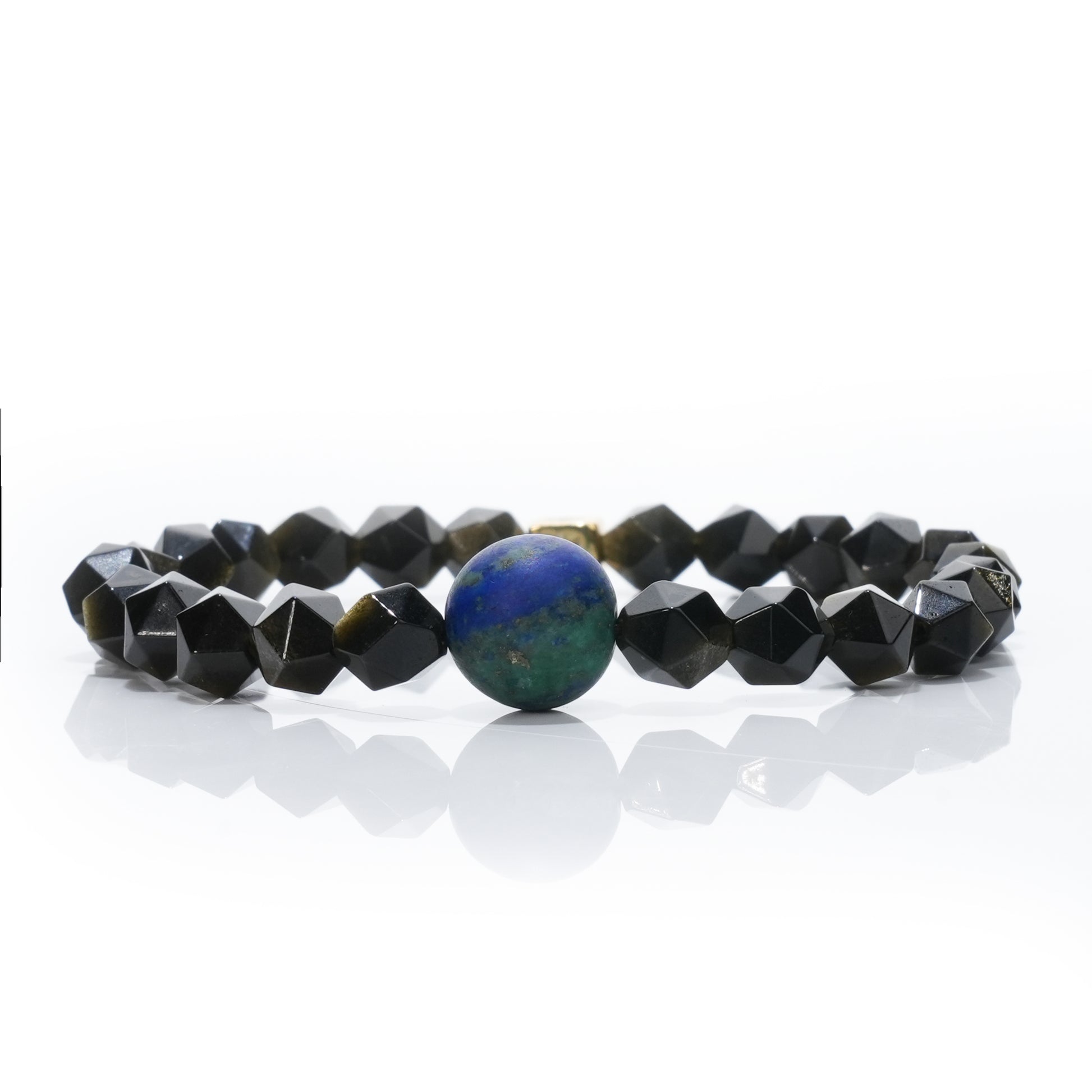 Planet Legend Matte Phoenix Lapis Lazuli Bracelet 12mm | Golden Obsidian Beads | Cosmic Energy Jewelry | Crystal Jewelry | Gift for him