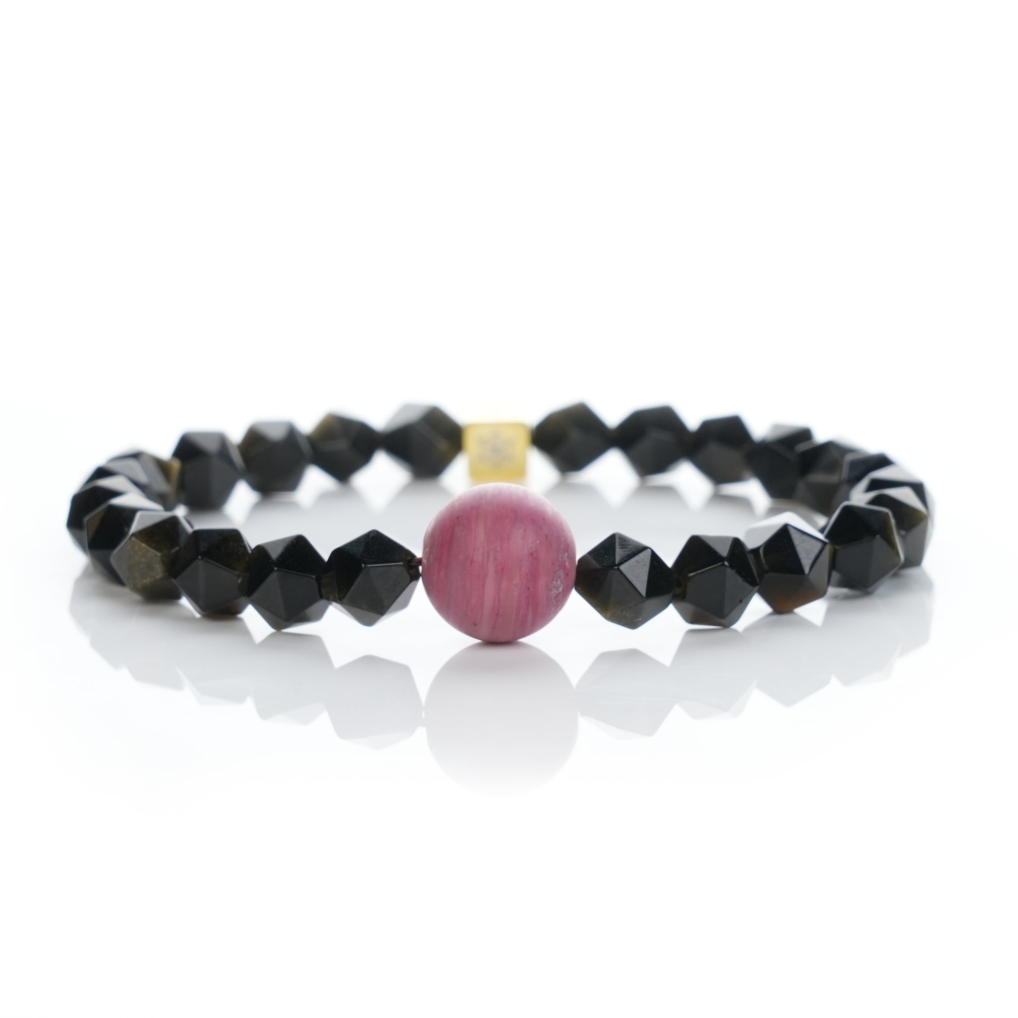 Planet Legend Matte Rhodochrosite Bracelet 12mm | Golden Obsidian Beads|Cosmic Energy Jewelry|Crystal Jewelry|Gift for him|Crystal Bracelet