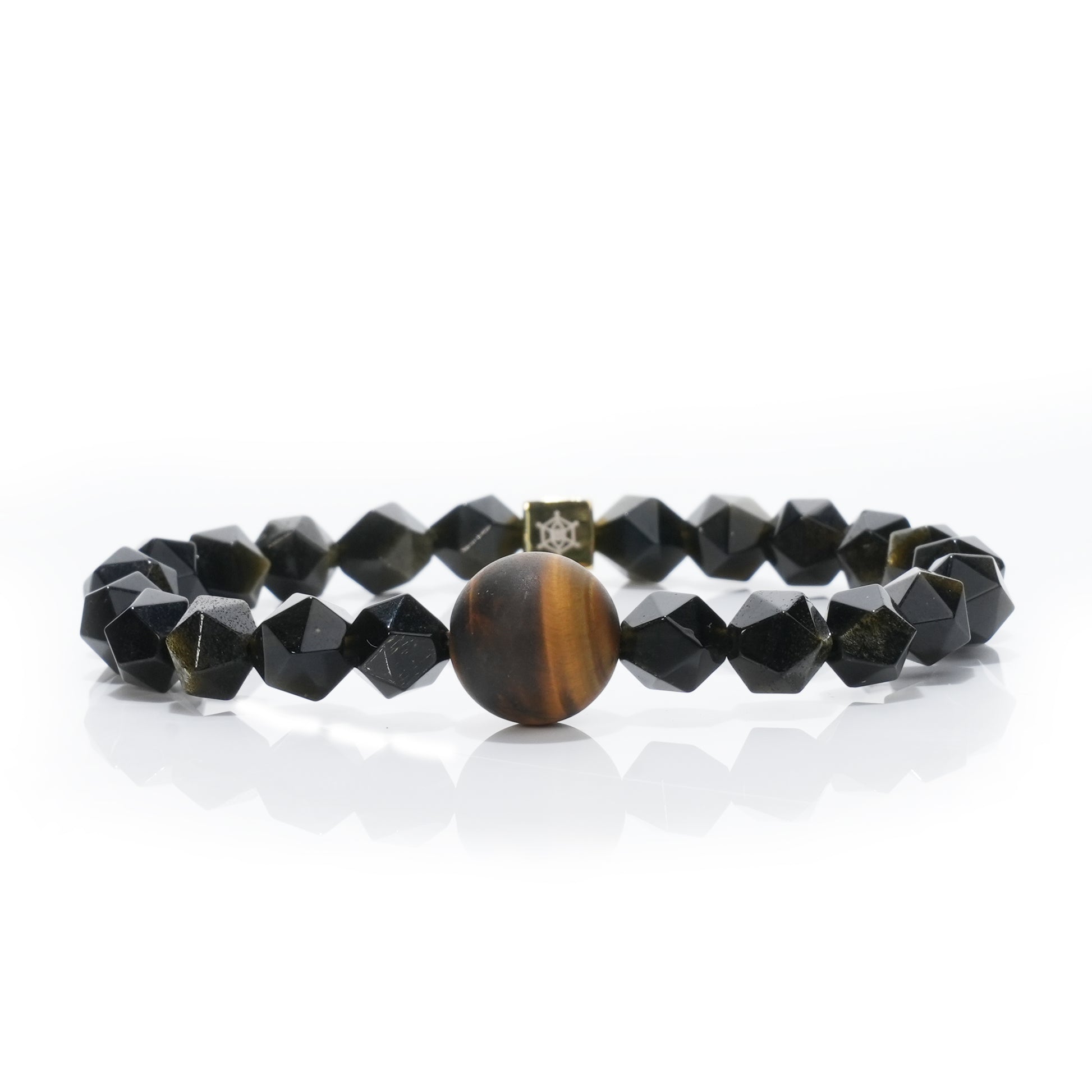 Planet Legend Matte Tigers Eye Man Bracelet 12mm | Golden Obsidian Beads | Cosmic Energy Crystal Jewelry | Purple Planet  | Gift for him