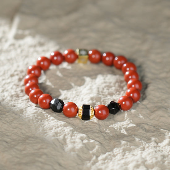 Christmas Edition Red Jasper Bracelet |  Golden Obsidian, Black Onyx | Holiday Gift | Unique Gift for Her | Christmas Jewelry